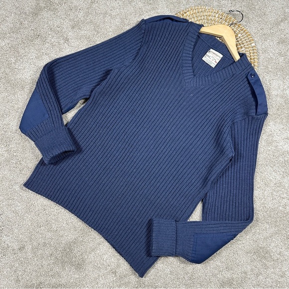 Brigade Quartermasters Vintage Navy Woolly Pully Sweater 100% Pure New Wool 50/L - Picture 1 of 13